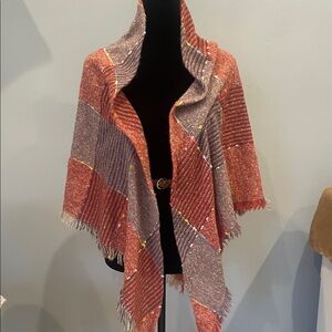 Stylish Plaid Women's Shaw - light purple and rust